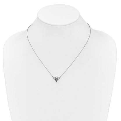 14K Weißgold Echt Diamant Biene 18 Zoll Halskette