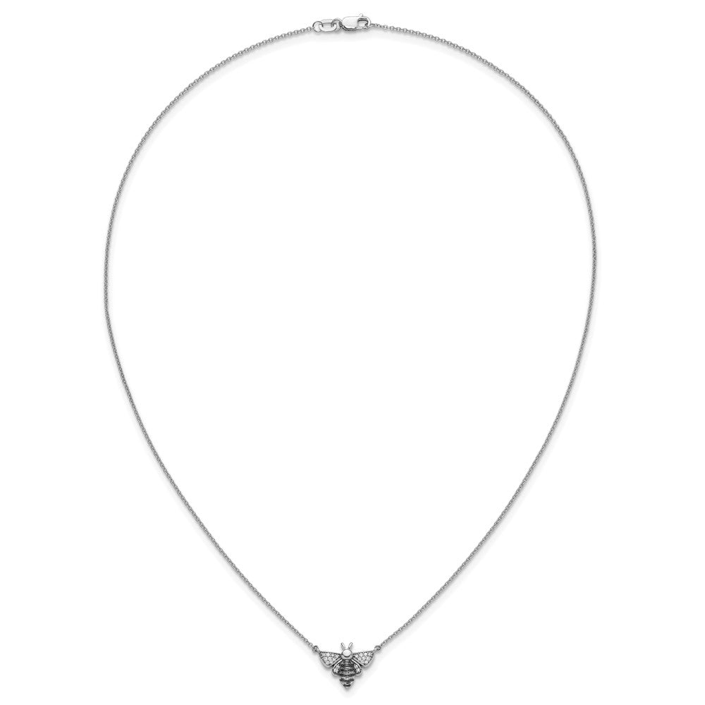14K Weißgold Echt Diamant Biene 18 Zoll Halskette