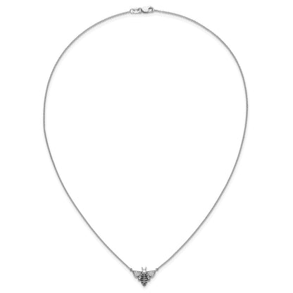 14K Weißgold Echt Diamant Biene 18 Zoll Halskette