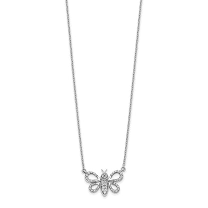 14K Weißgold Echt Diamant Biene Halskette