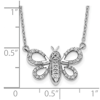 14K Weißgold Echt Diamant Biene Halskette