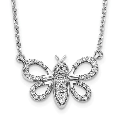 14K Weißgold Echt Diamant Biene Halskette