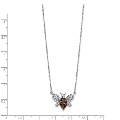 14K Weißgold Echt Diamant & Edelstein Biene Halskette