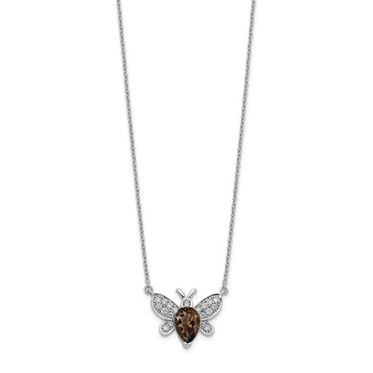 14K Weißgold Echt Diamant & Edelstein Biene Halskette