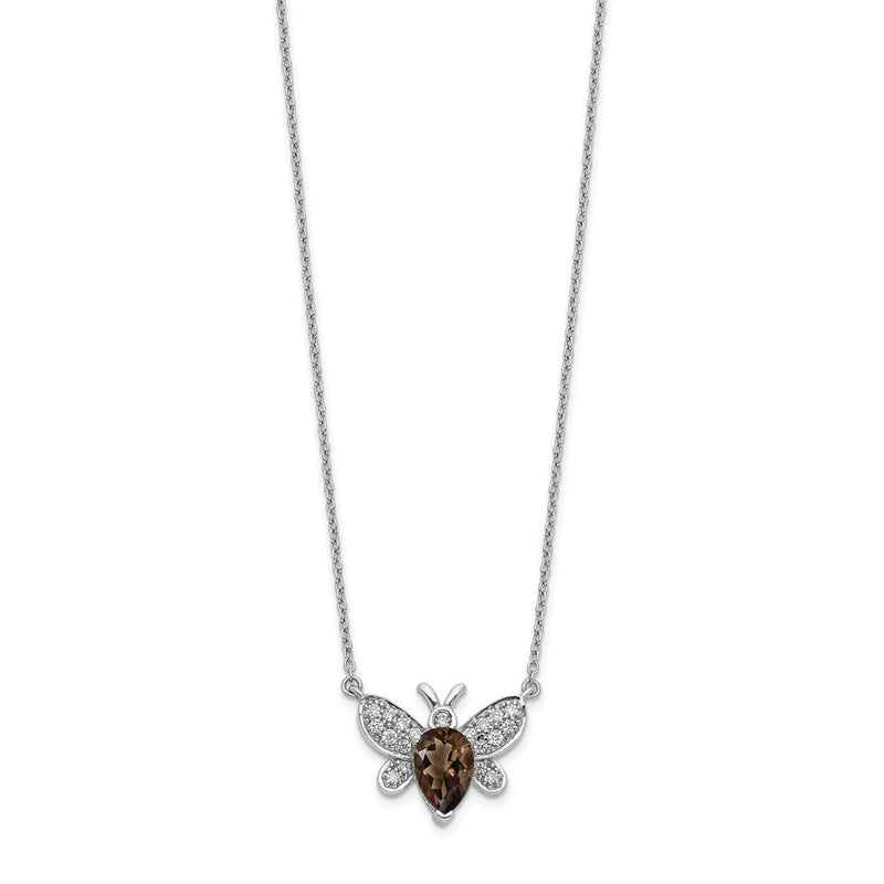 14K Weißgold Echt Diamant & Edelstein Biene Halskette