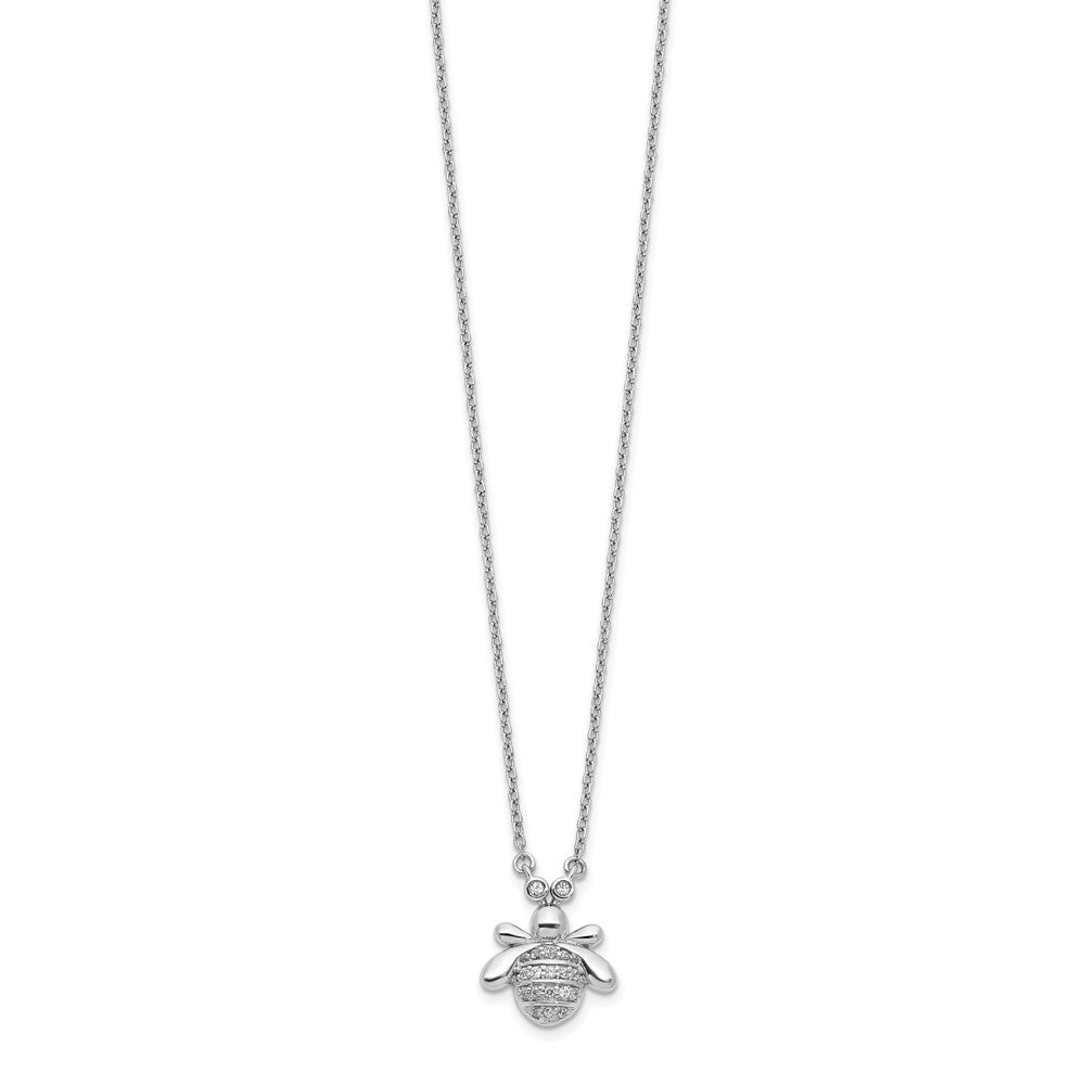 14K Weißgold Echt Diamant Biene 18 Zoll Halskette
