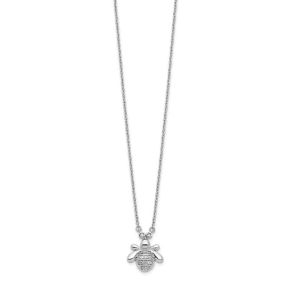 14K Weißgold Echt Diamant Biene 18 Zoll Halskette