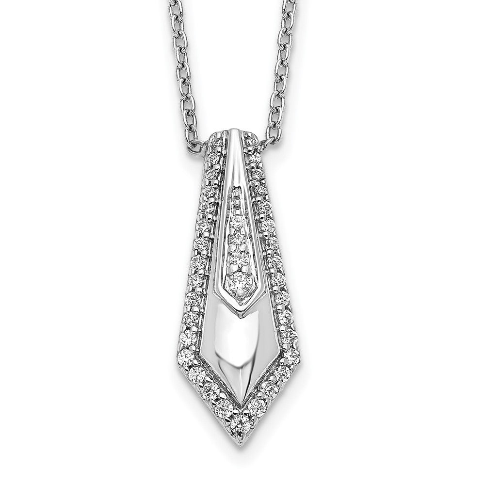 14K Weißgold Echt Diamant Tropfen Halskette