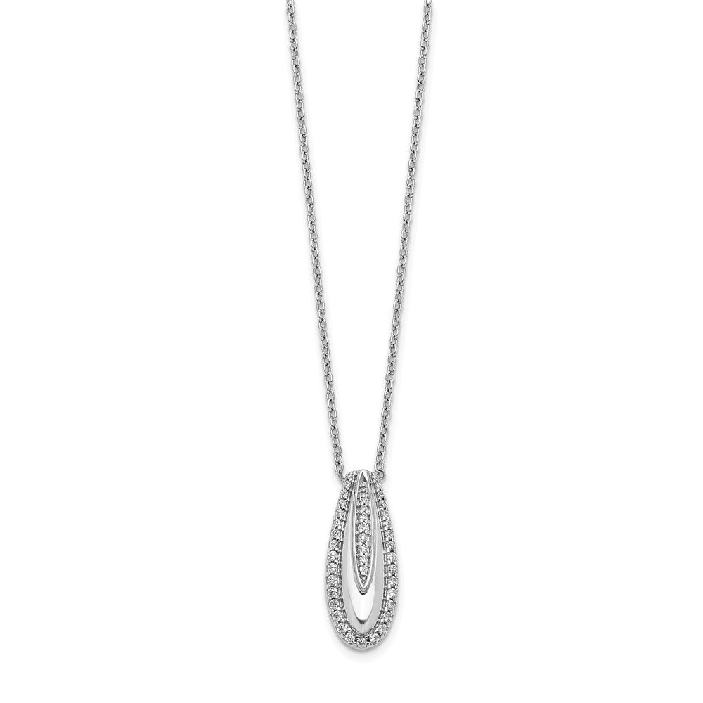 14K Weißgold Echt Diamant Tropfen Halskette