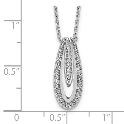 14K Weißgold Echt Diamant Tropfen Halskette