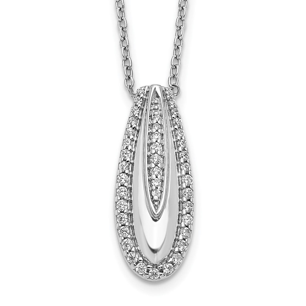 14K Weißgold Echt Diamant Tropfen Halskette