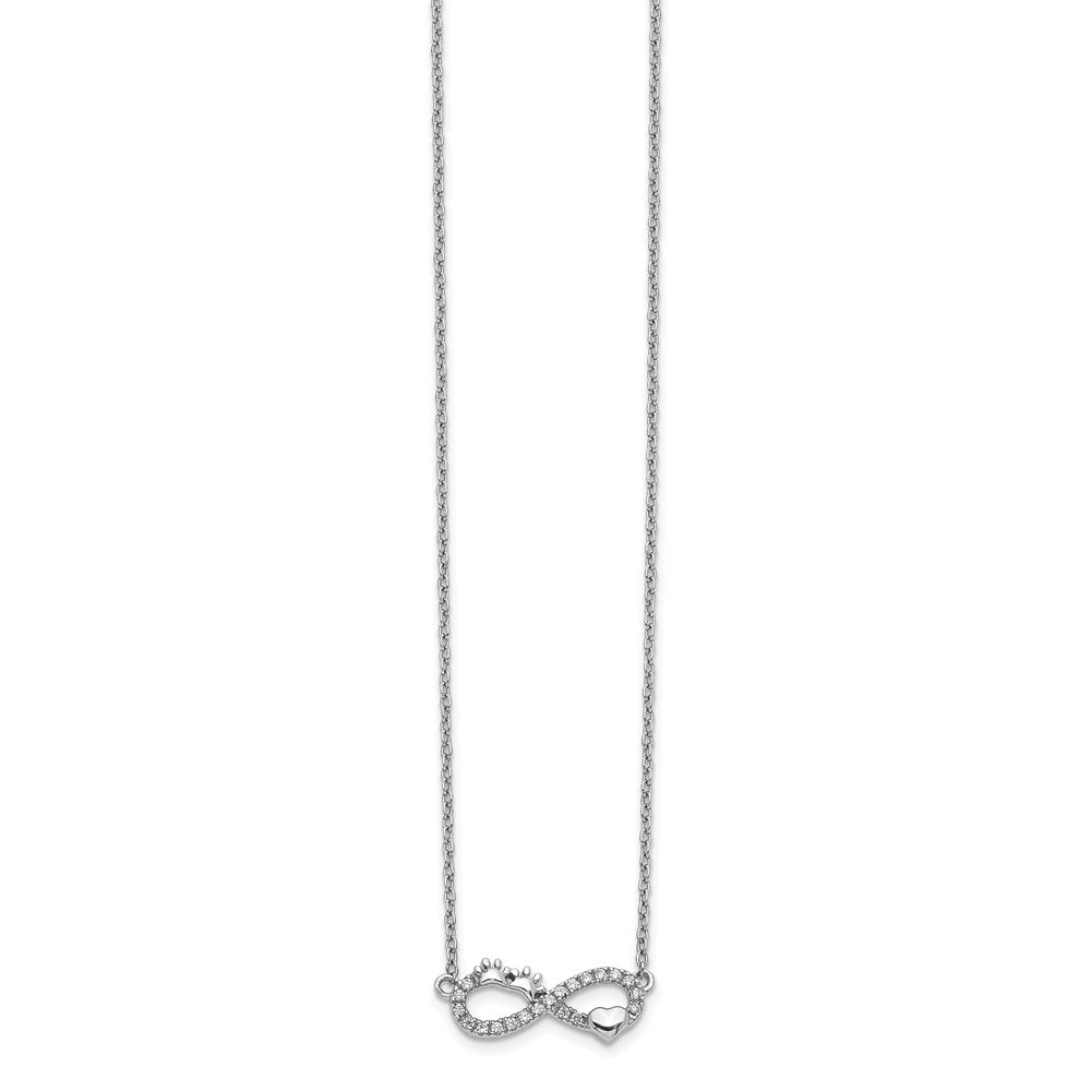 14K Weißgold Echt Diamant Unendlichkeit Pawprint/heart 18 Zoll Halskette