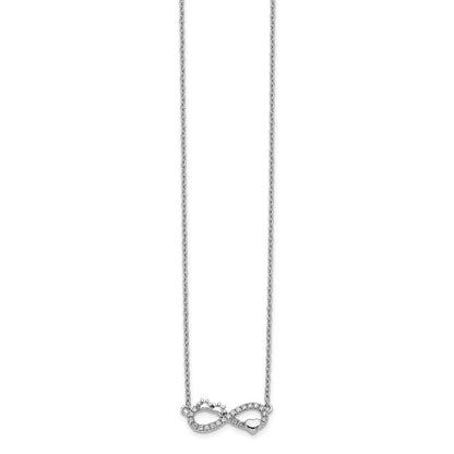 14K Weißgold Echt Diamant Unendlichkeit Pawprint/heart 18 Zoll Halskette