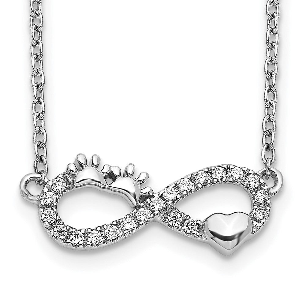 14K Weißgold Echt Diamant Unendlichkeit Pawprint/heart 18 Zoll Halskette