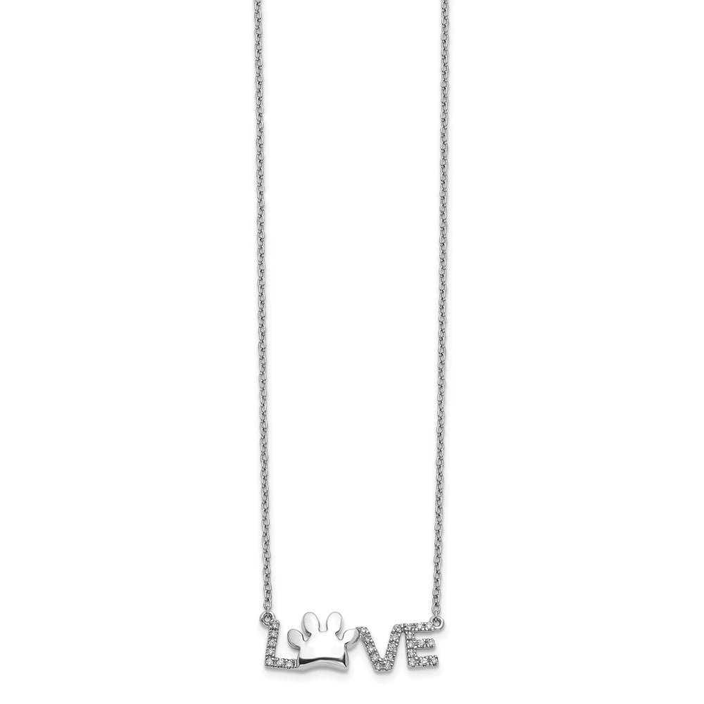 14K Weißgold Echt Diamant Paw Druck Liebe Halskette