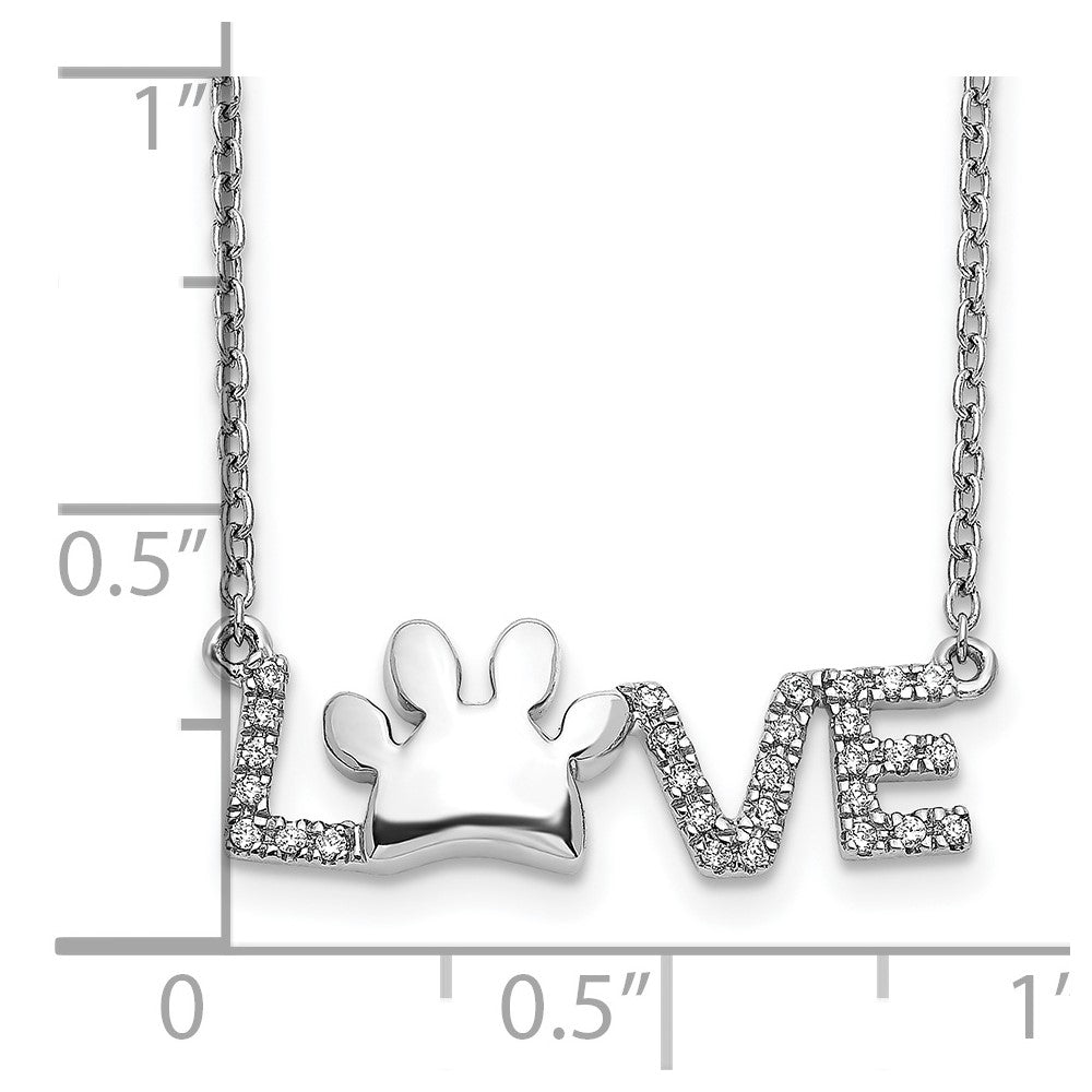 14K Weißgold Echt Diamant Paw Druck Liebe Halskette