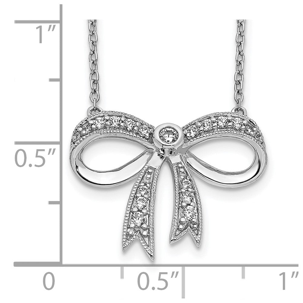 14K Weißgold Echt Diamant Schleife Halskette