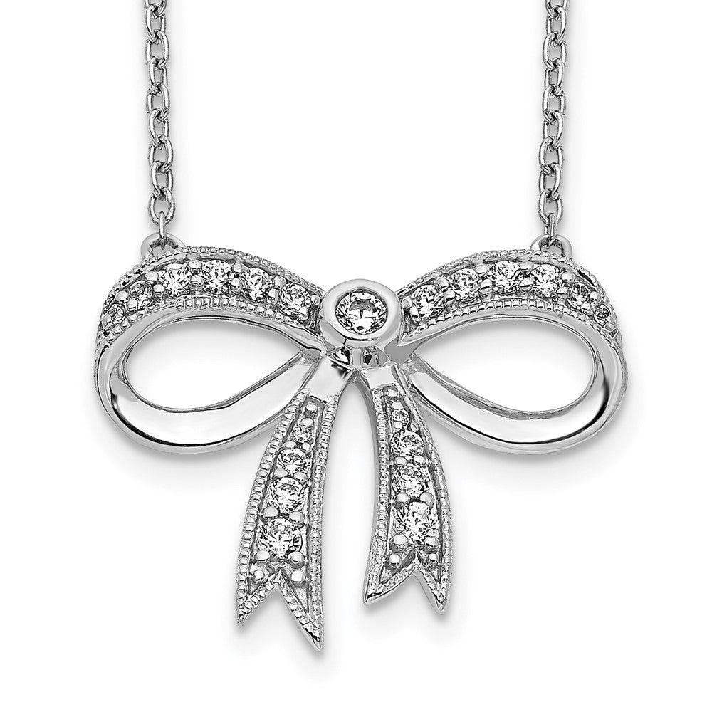 14K Weißgold Echt Diamant Schleife Halskette