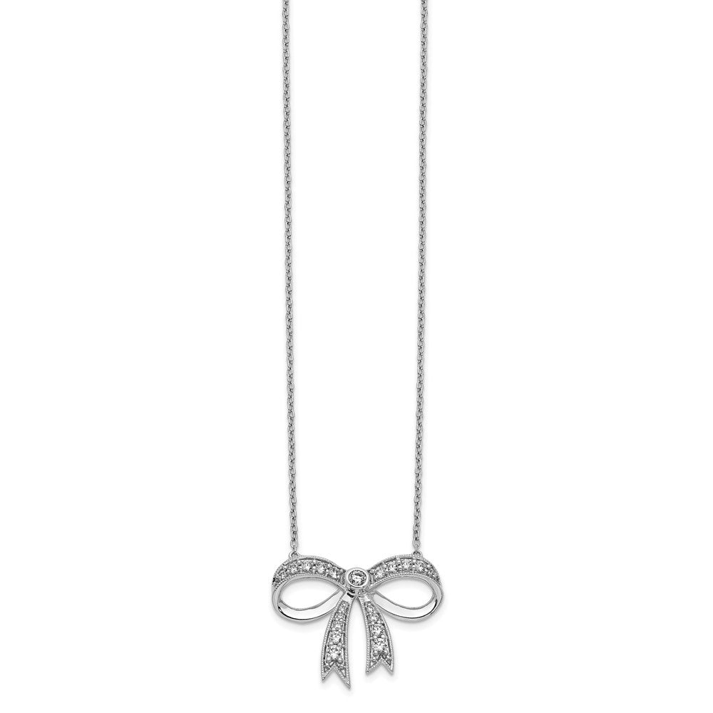 14K Weißgold Echt Diamant Schleife Halskette