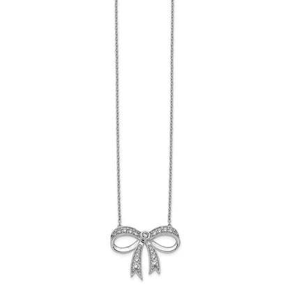 14K Weißgold Echt Diamant Schleife Halskette