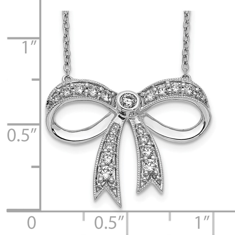 14K Weißgold Echt Diamant Schleife Halskette
