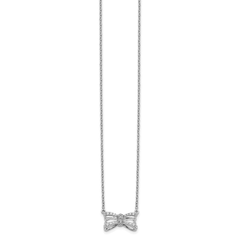 14K Weißgold Echt Diamant Schleife Halskette