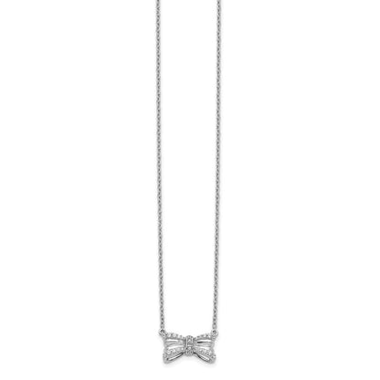 14K Weißgold Echt Diamant Schleife Halskette