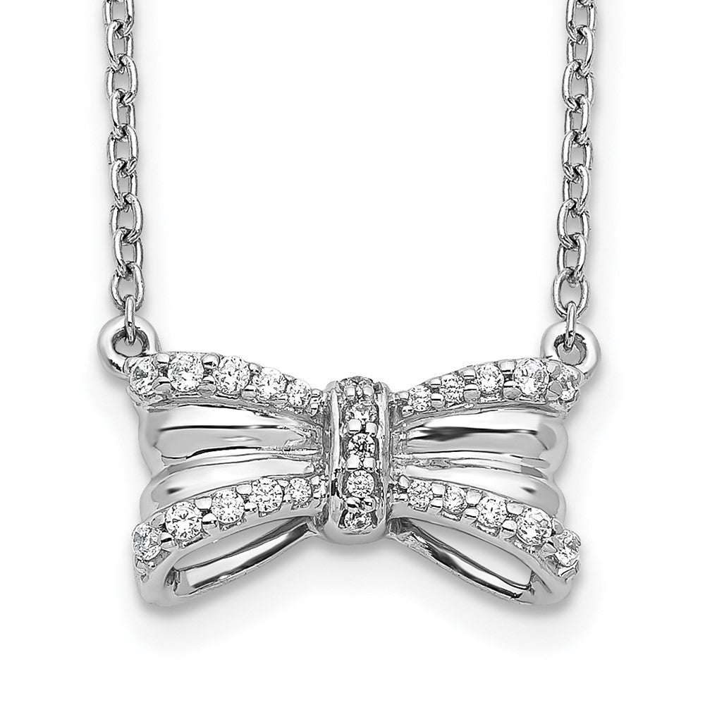 14K Weißgold Echt Diamant Schleife Halskette
