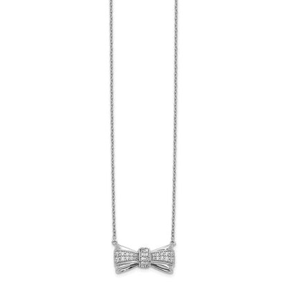 14K Weißgold Echt Diamant Schleife Halskette
