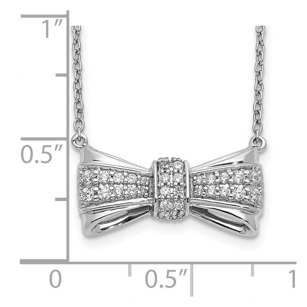 14K Weißgold Echt Diamant Schleife Halskette