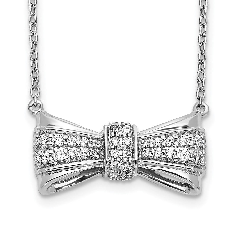 14K Weißgold Echt Diamant Schleife Halskette