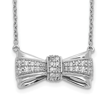 14K Weißgold Echt Diamant Schleife Halskette