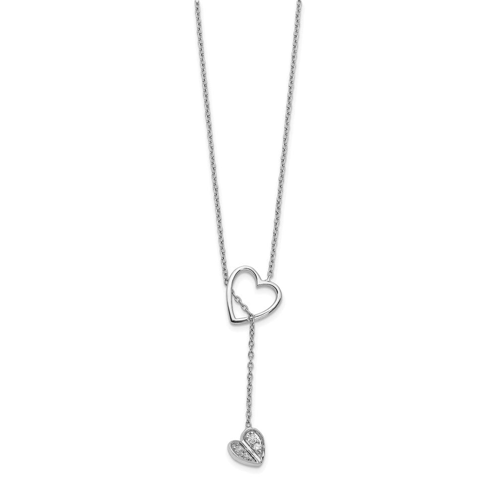 14K Weißgold Echt Diamant Herz mit Hängend 18 Zoll Halskette