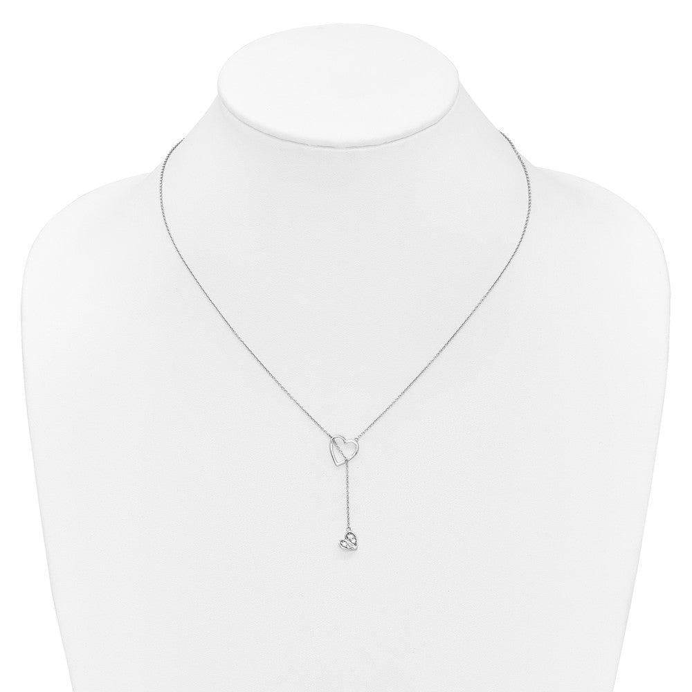 14K Weißgold Echt Diamant Herz mit Hängend 18 Zoll Halskette