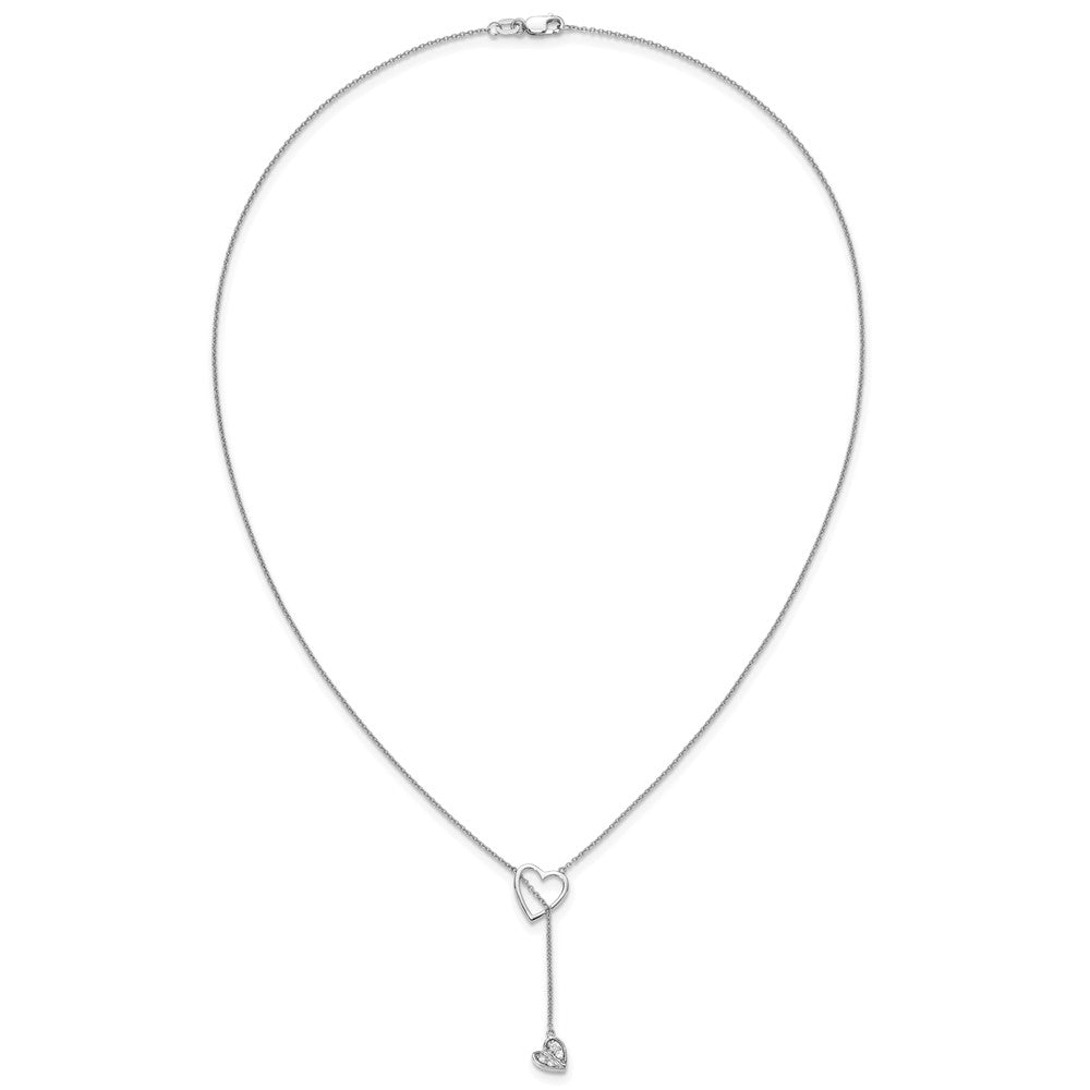 14K Weißgold Echt Diamant Herz mit Hängend 18 Zoll Halskette