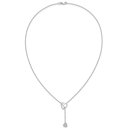 14K Weißgold Echt Diamant Herz mit Hängend 18 Zoll Halskette