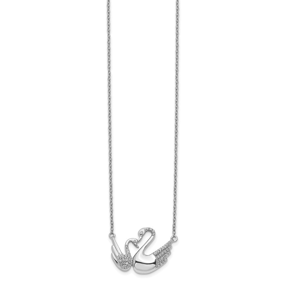 14K Weißgold Echt Diamant Swans Halskette