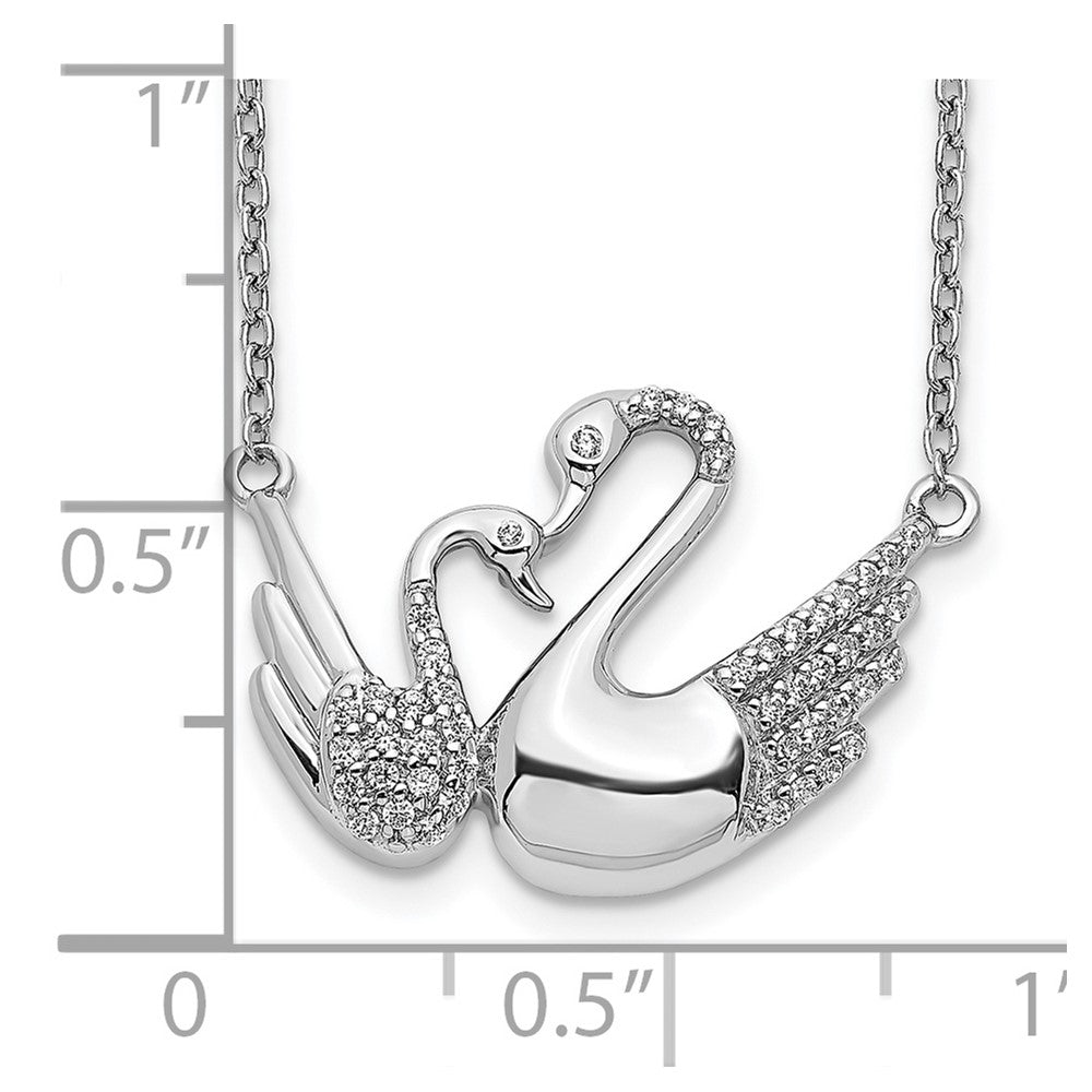 14K Weißgold Echt Diamant Swans Halskette