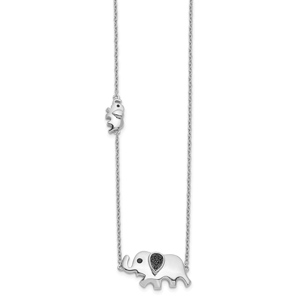 14K Weißgold Schwarz Echt Diamant Elefant 18 Zoll Halskette