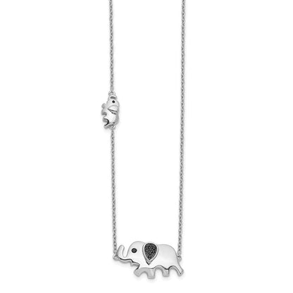 14K Weißgold Schwarz Echt Diamant Elefant 18 Zoll Halskette