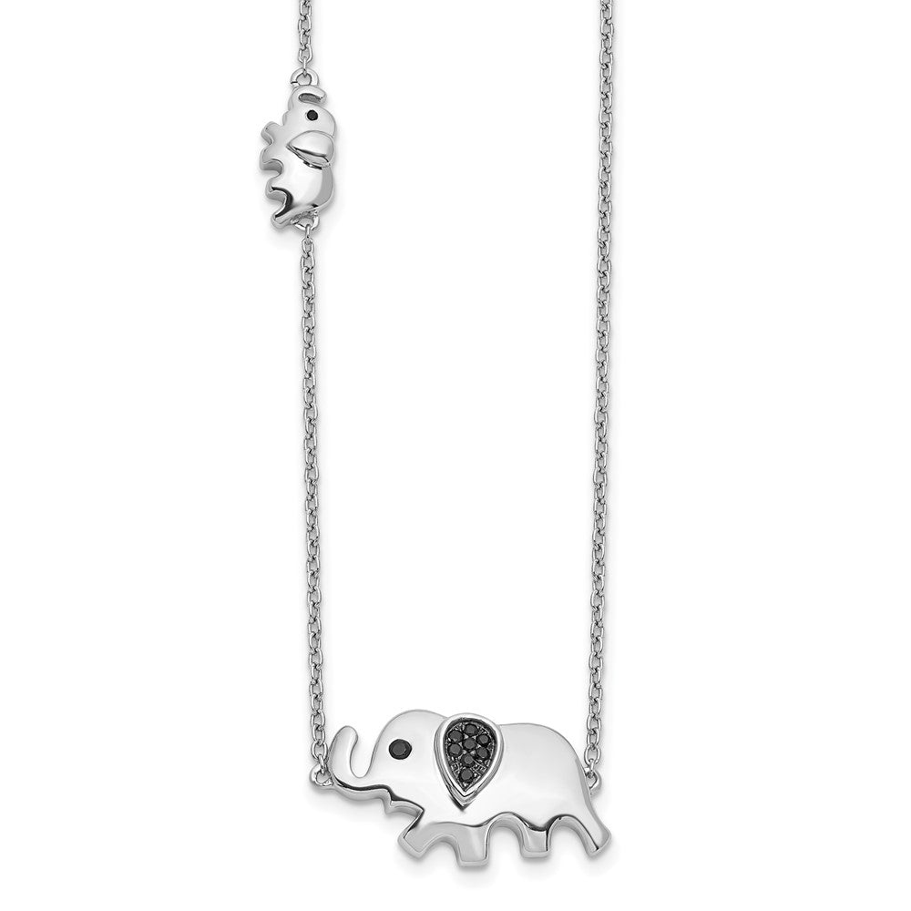 14K Weißgold Schwarz Echt Diamant Elefant 18 Zoll Halskette