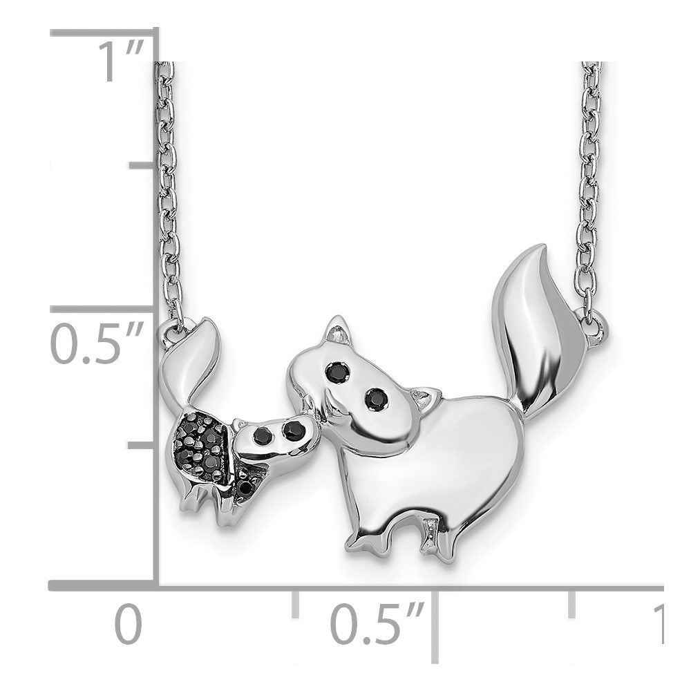 14K Weißgold Schwarz Echt Diamant Mutter und Baby Katze 18 Zoll Halskette