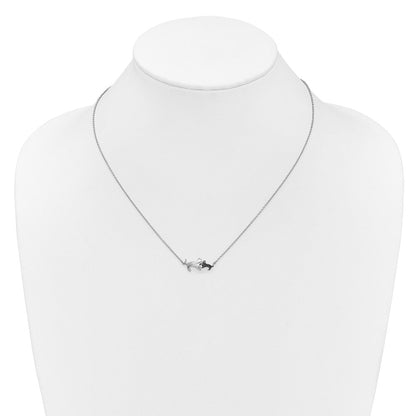 14K Weißgold Schwarz Echt Diamant Mutter und Baby Katze 18 Zoll Halskette