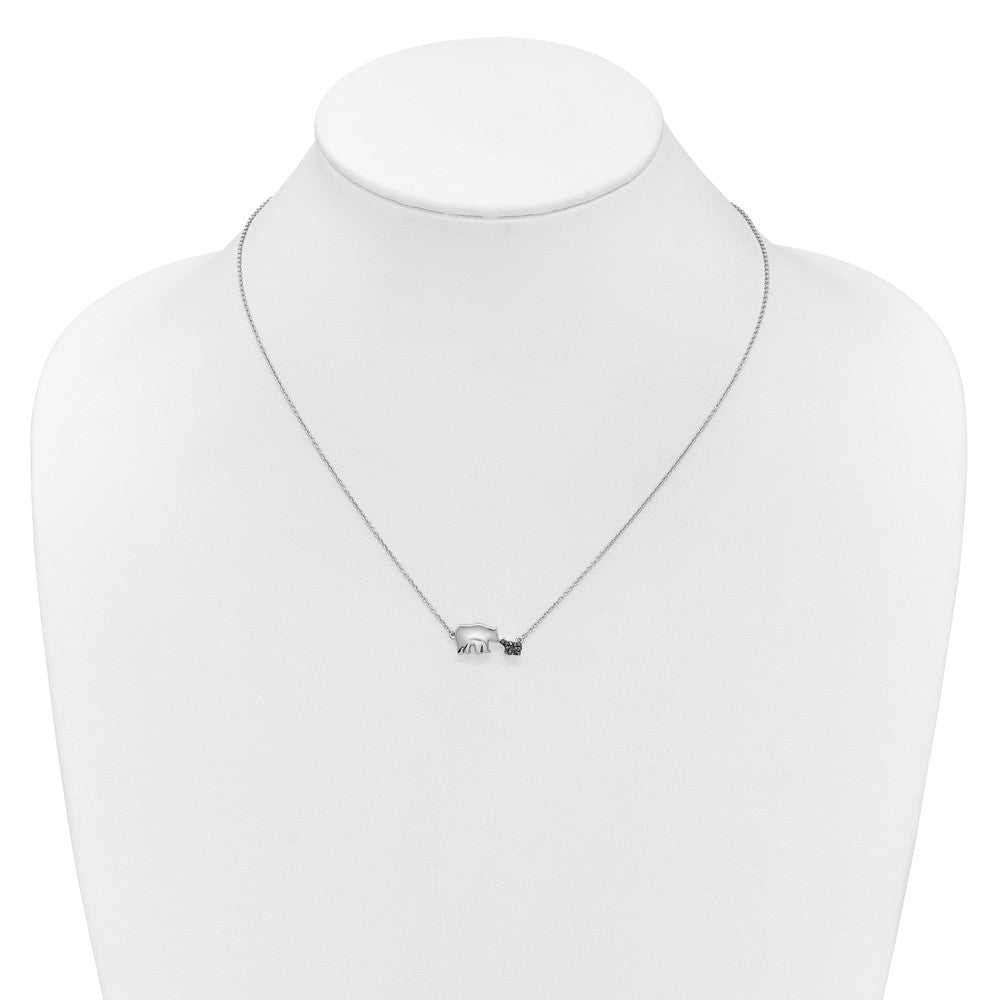 14K Weißgold Schwarz Echt Diamant Mutter und Baby Bär 18 in Halskette