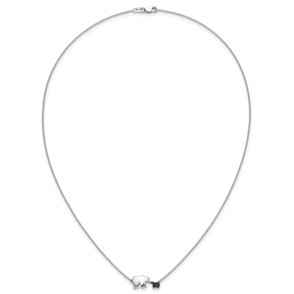 14K Weißgold Schwarz Echt Diamant Mutter und Baby Bär 18 in Halskette