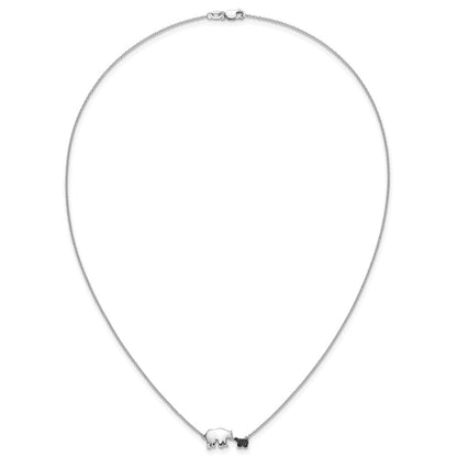 14K Weißgold Schwarz Echt Diamant Mutter und Baby Bär 18 in Halskette