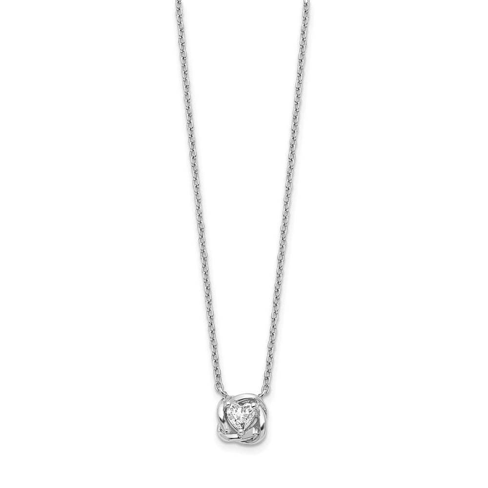 14K Weißgold Herz Geformt Echt Diamant Halskette