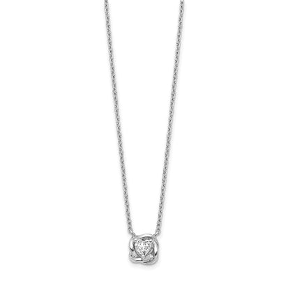14K Weißgold Herz Geformt Echt Diamant Halskette