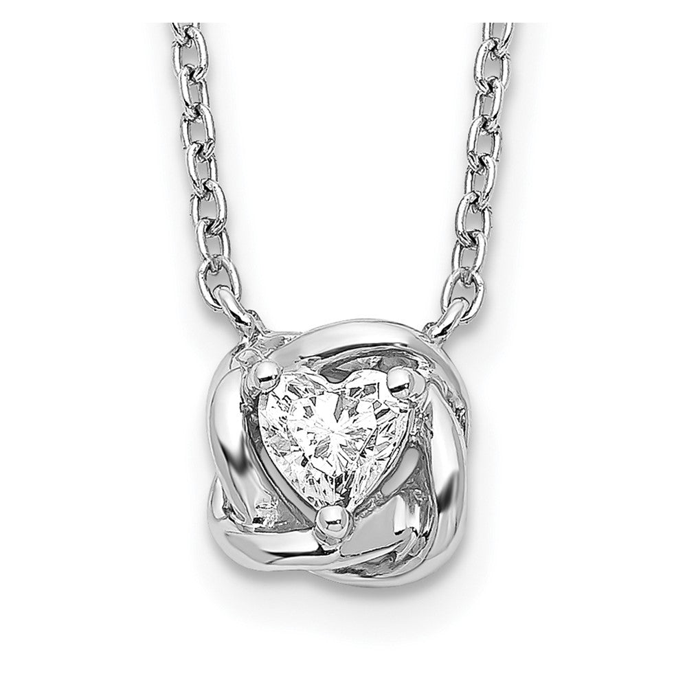 14K Weißgold Herz Geformt Echt Diamant Halskette