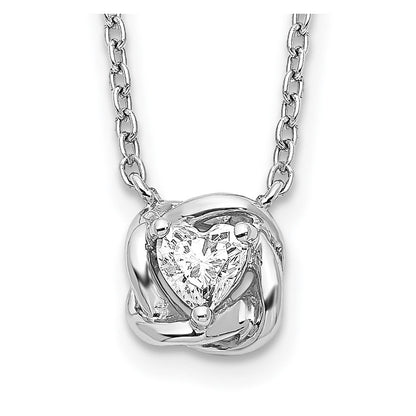 14K Weißgold Herz Geformt Echt Diamant Halskette